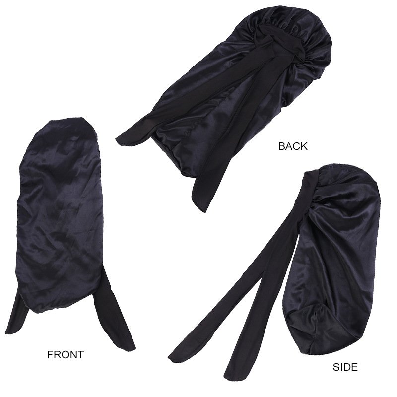 Custom Logo Elastic Band Hair Care Hair Cover Braid Sleep Cap Long Satin Hair Bonnets With tied