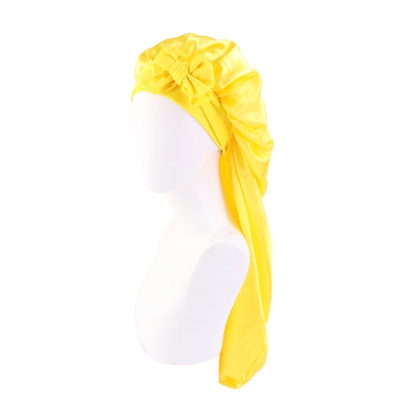 Custom Logo Elastic Band Hair Care Hair Cover Braid Sleep Cap Long Satin Hair Bonnets With tied