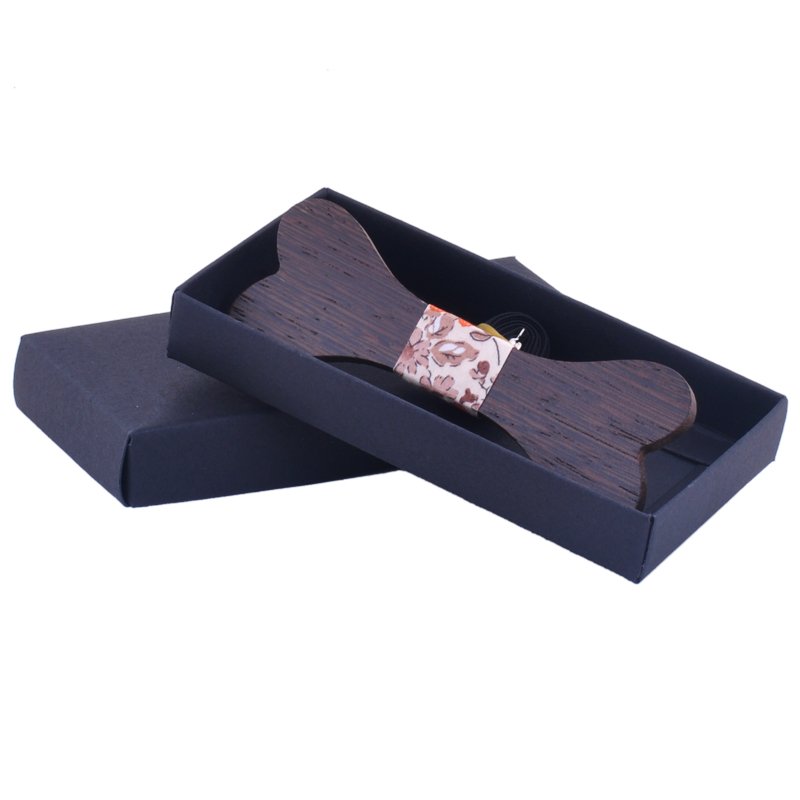 promotional custom bone style wood bow tie with packing box for men