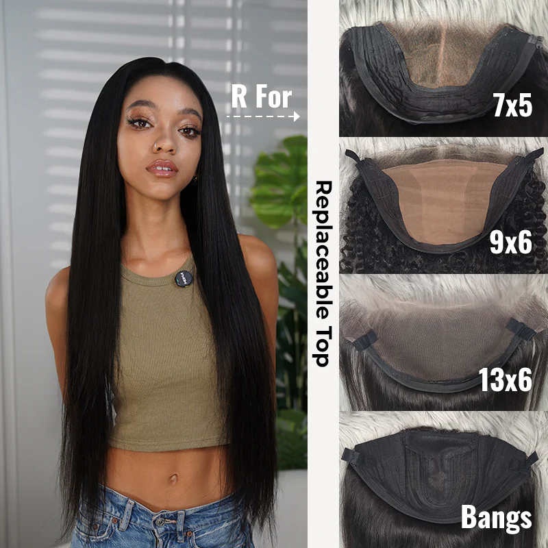 13x6 Replaceable Lace Closure Straight Lace Front wig HD Transparent Lace Raw Human Hair Glueless Wigs For Black Women Block Wig