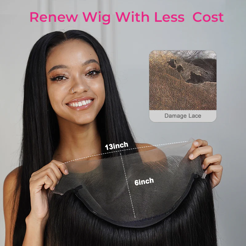 13x6 Replaceable Lace Closure Straight Lace Front wig HD Transparent Lace Raw Human Hair Glueless Wigs For Black Women Block Wig
