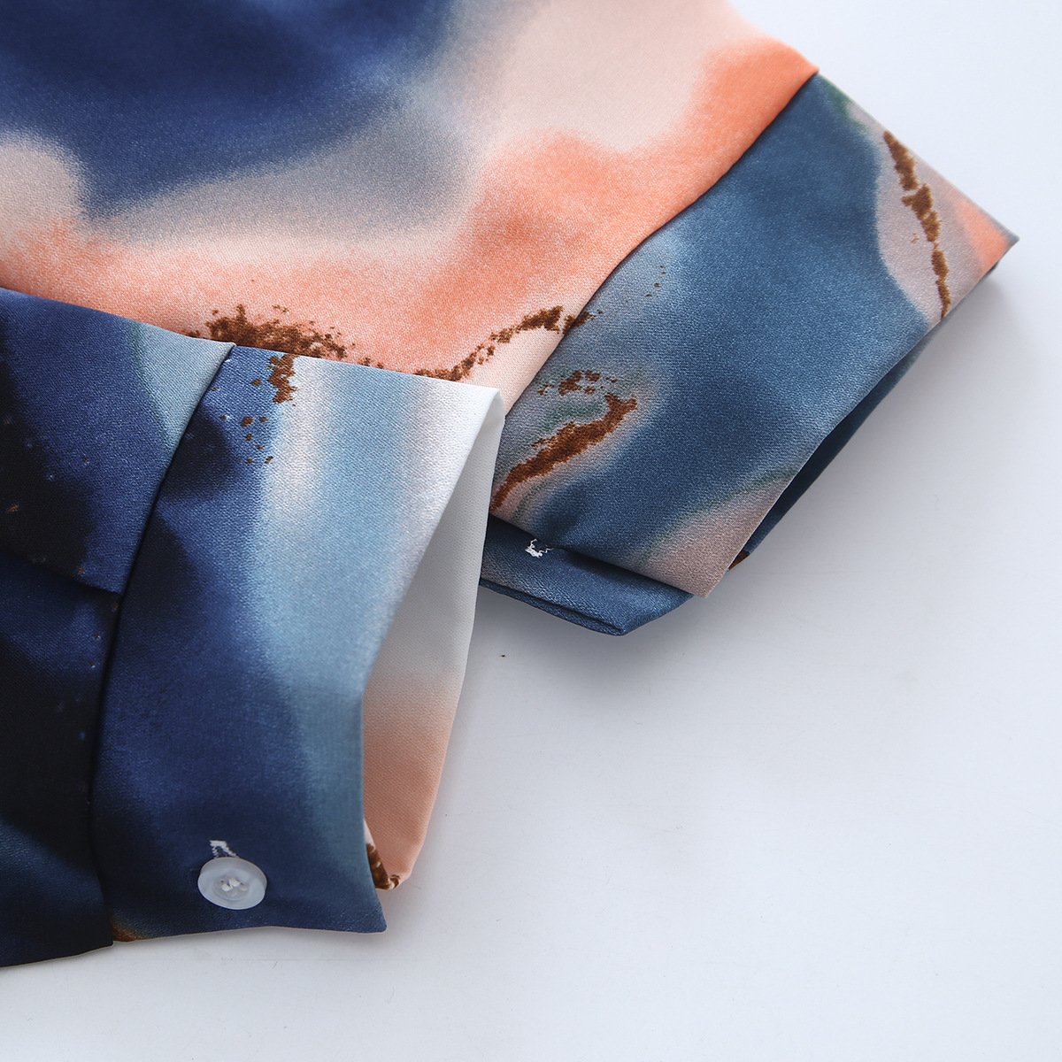 2024 Women Autumn New Retro Tie-dye Design Niche High-end Western Style French Satin Daily casual Shirt