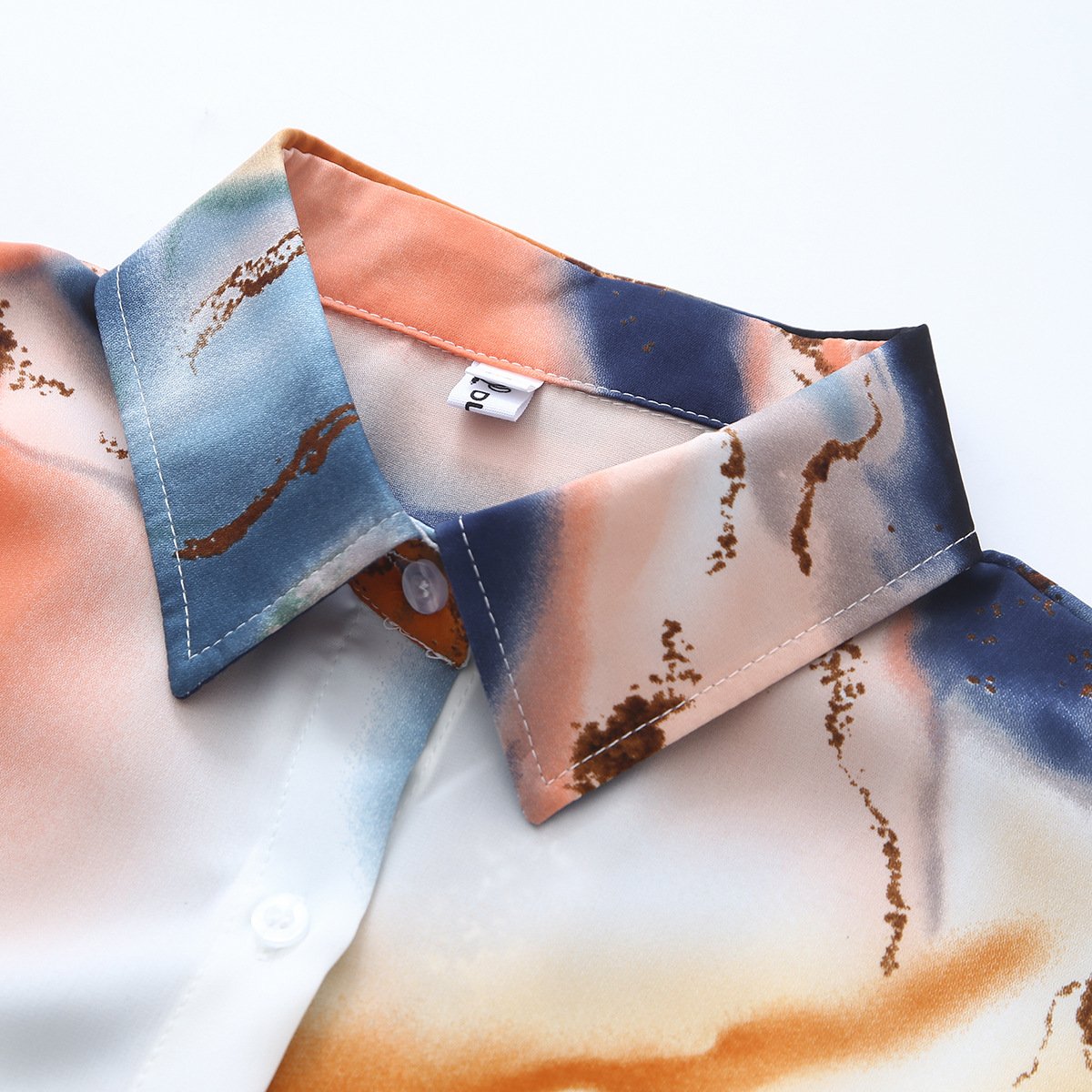 2024 Women Autumn New Retro Tie-dye Design Niche High-end Western Style French Satin Daily casual Shirt