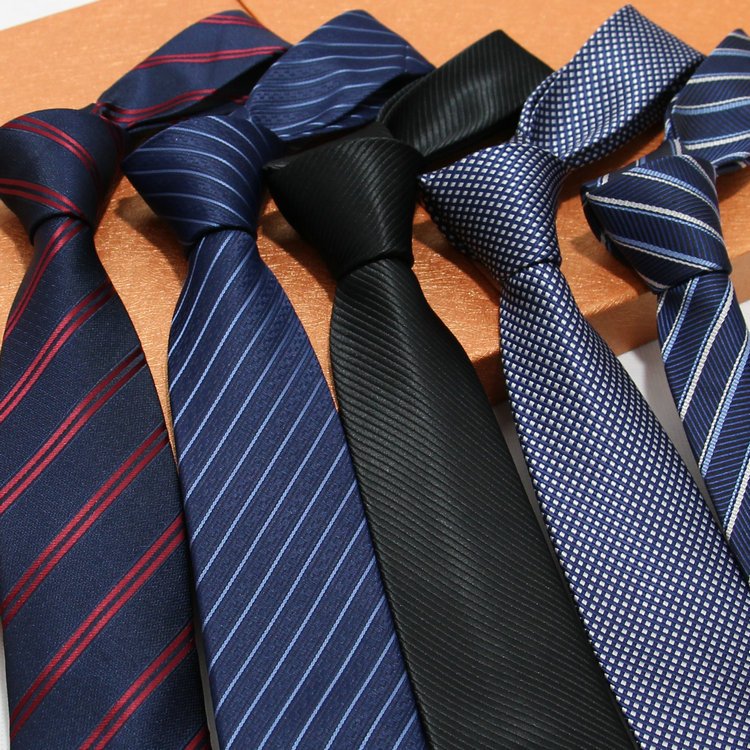 Men'S Stripe Blue Microfiber Woven Neckties Classic Jacquard 7.5Cm Personalized Polyester Ties