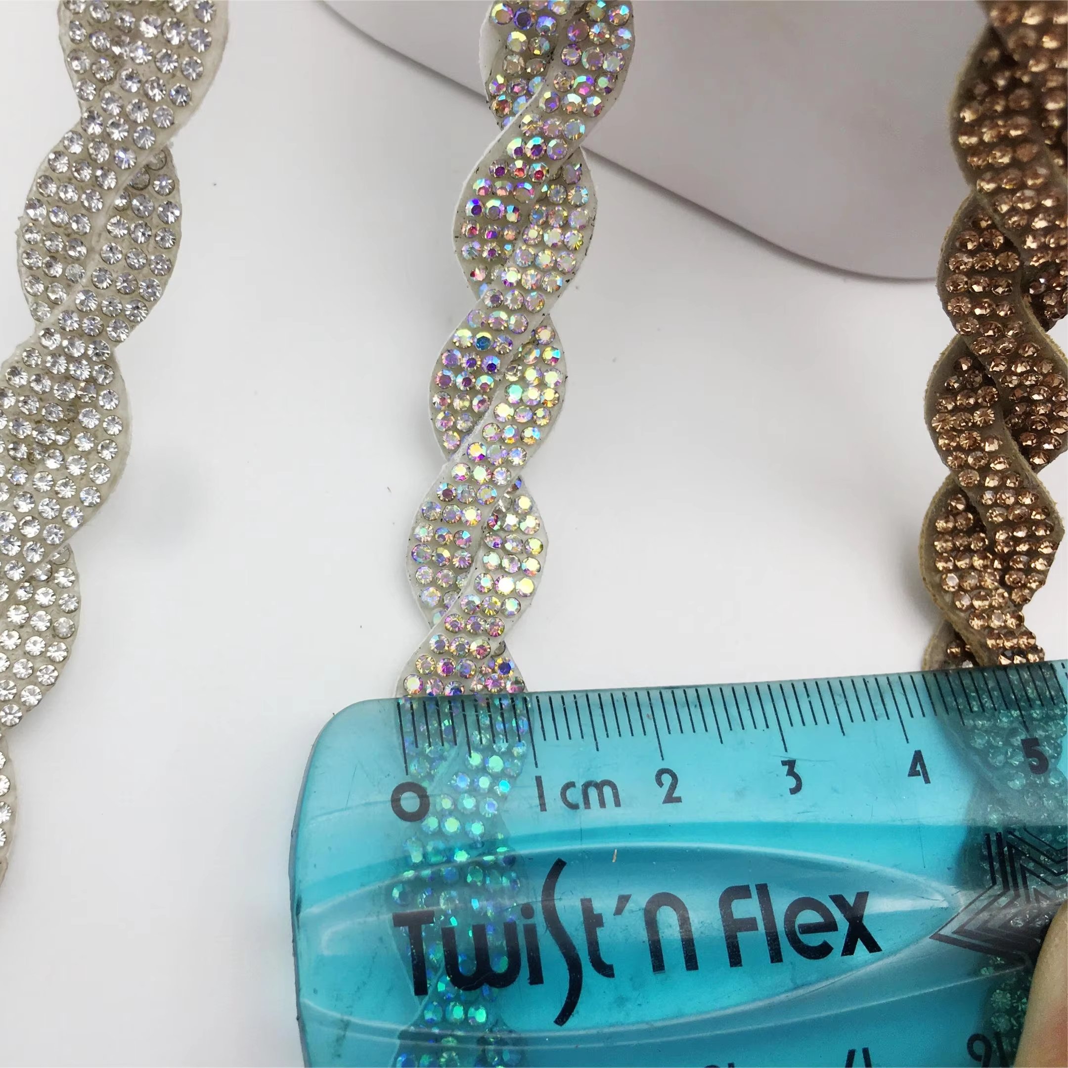 SINRONG Two braids hot drill S-shaped wave shape, clothing accessories DIY self-adhesive flash rope