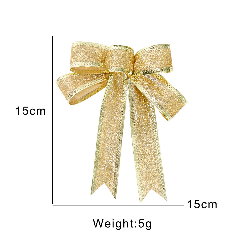 15CM red silver gold shiny glitter powder Christmas bows decoration Christmas decorations bow for christmas tree top
