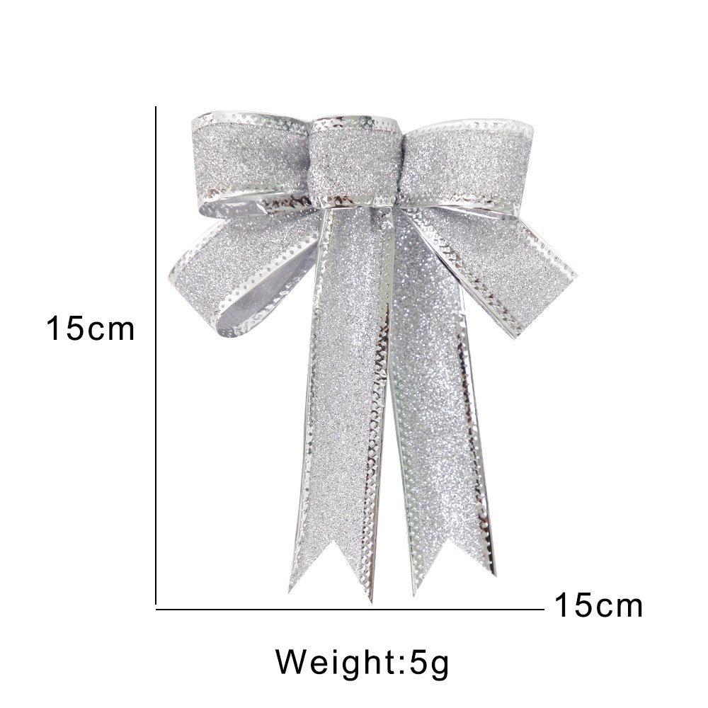 15CM red silver gold shiny glitter powder Christmas bows decoration Christmas decorations bow for christmas tree top