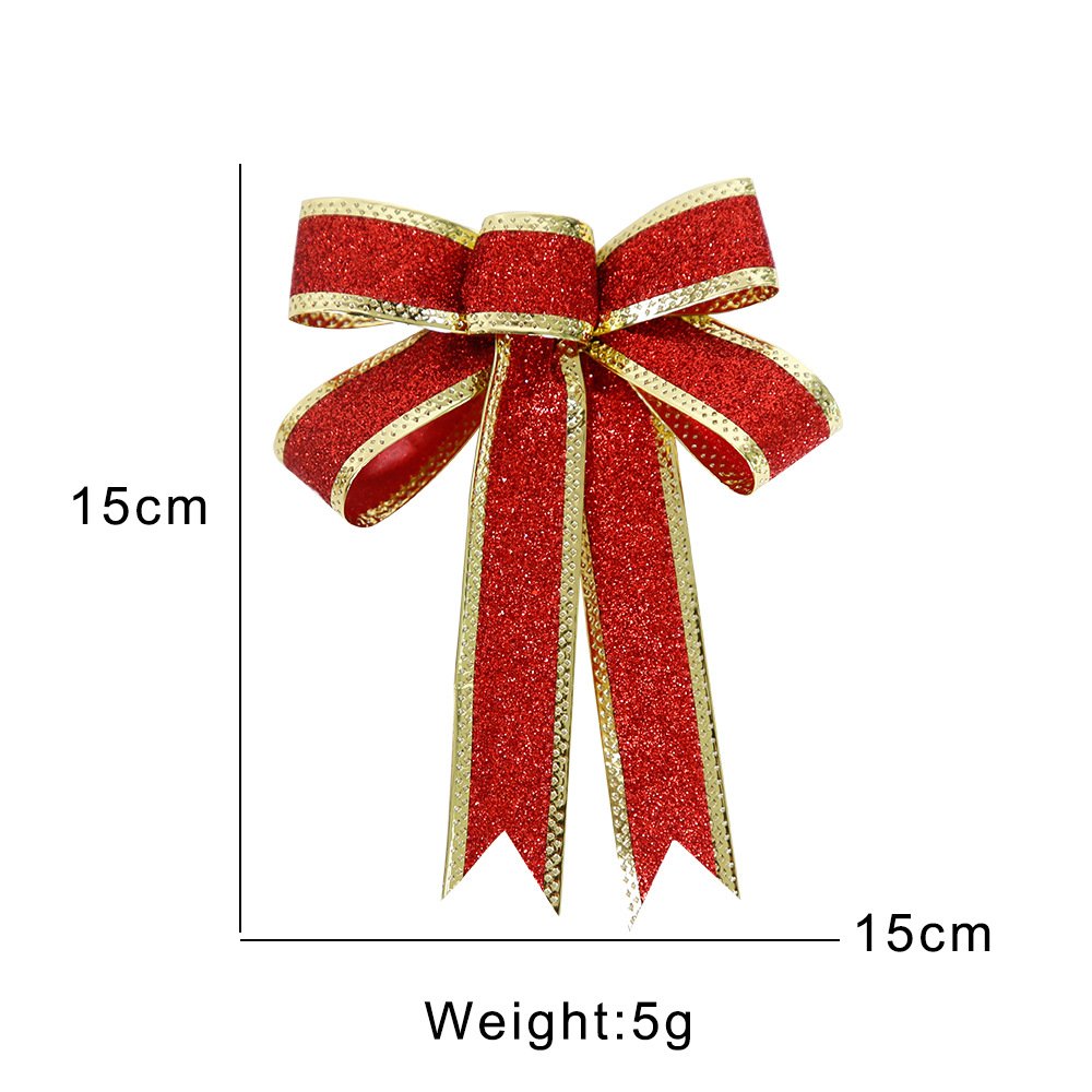 15CM red silver gold shiny glitter powder Christmas bows decoration Christmas decorations bow for christmas tree top