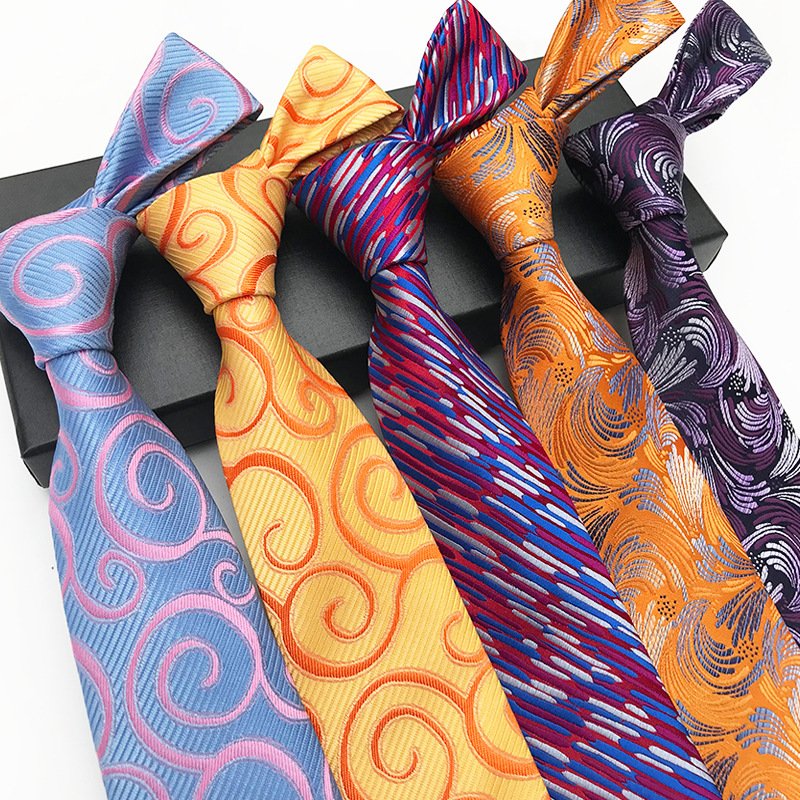 European Unique Flower Glod Paisley Polyester Jacqauard Woven Ties For Men