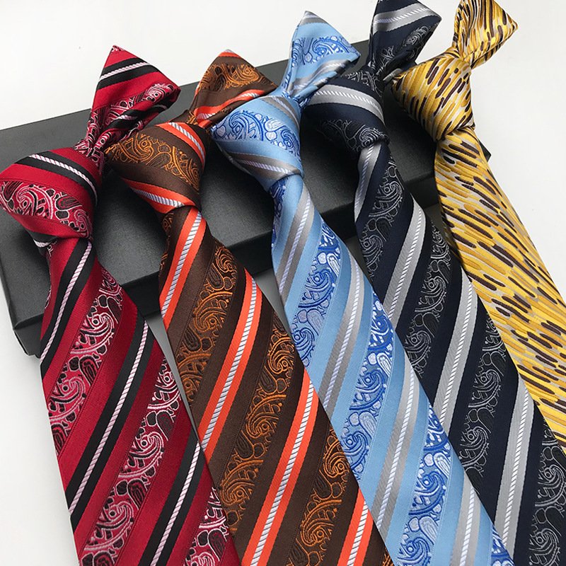 European Unique Flower Glod Paisley Polyester Jacqauard Woven Ties For Men