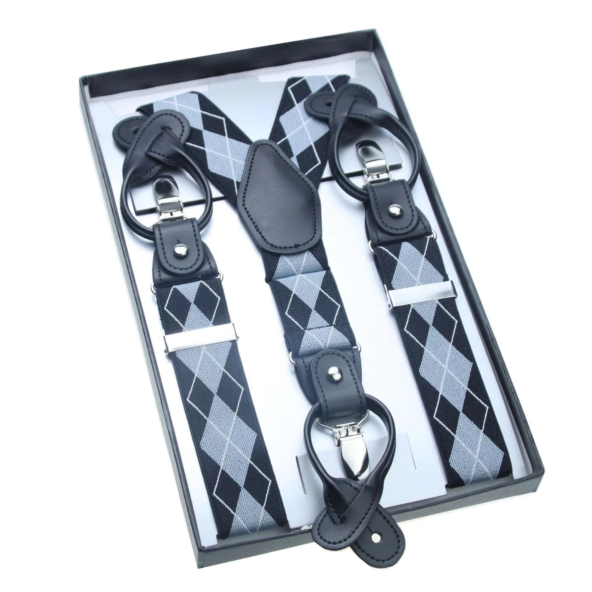 Polyester Spandex Jacquard Suspender Customization For Men's Classic Adult Tie Western Pants Shirts Suit
