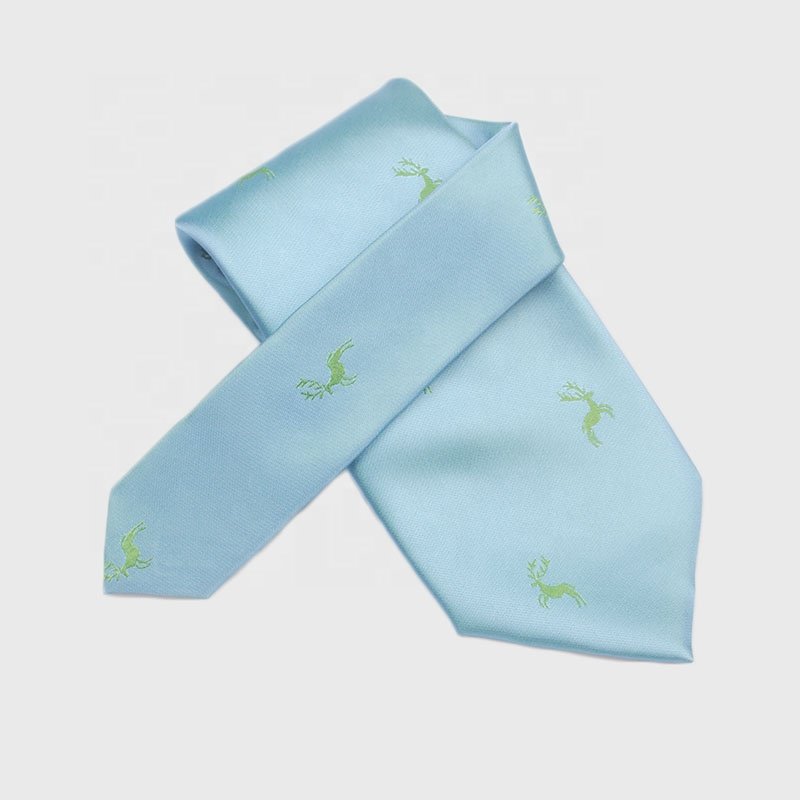 New Design Slim Business Silk Feeling Elk Pattern Custom 100% Silk Men Printed Neck Tie