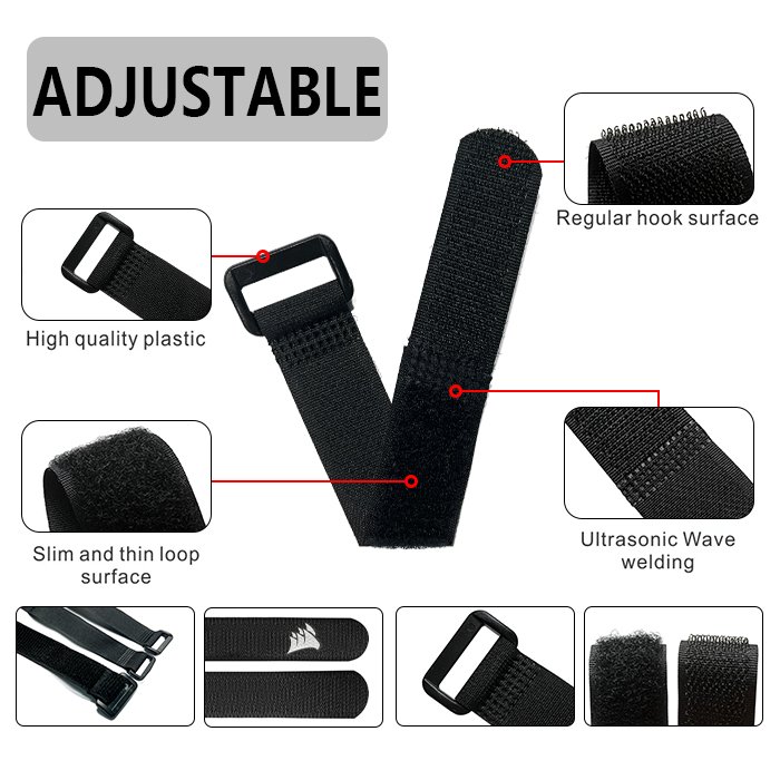 JIEHUAN Non Slip Drone Battery Reusable Hook And Loop Fastener Heavy Duty Cinch Straps Adjustable Cable Ties Industry Nylon