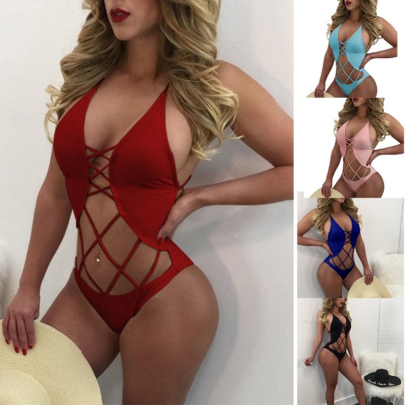Backless African Print Bikini Two Piece Thong Bikini G-String Ultra Thin Mini Swimwear One Piece Swimsuit Women's Solid