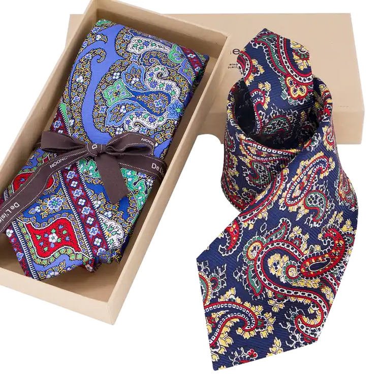Chinese Manufacturer Customized Logo Men Fashion Printing Paisley Floral Necktie Organic Natural Silk Neck Ties for Men
