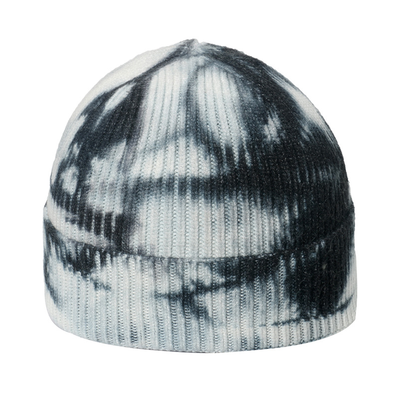 High Quality Custom Logo Tie Dye Fashion Classic Casual Adult Unisex Outdoor Winter Warm Short Hat Knitted Beanie For Daily