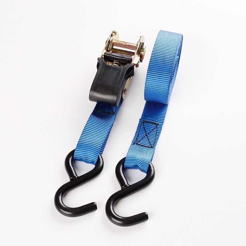 Cargo Straps for Moving Appliances Lawn Equipment 1 Inch Ratchet Tie Down Strap with S hook end.