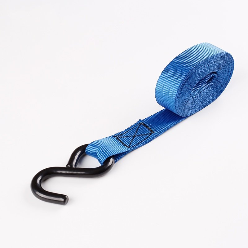 Cargo Straps for Moving Appliances Lawn Equipment 1 Inch Ratchet Tie Down Strap with S hook end.