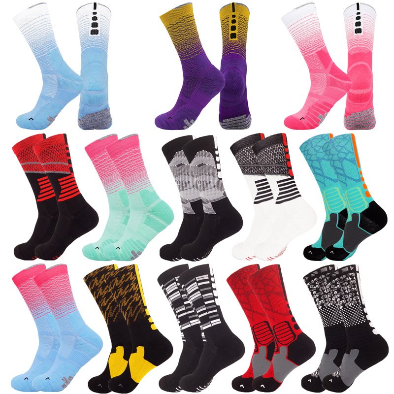 Wholesale anti slip Customized Elite sport basketball socks men unisex custom logo performance basketball socks knitted striped