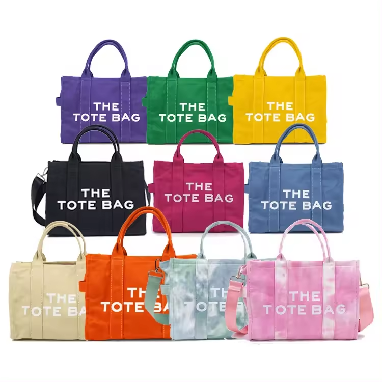 Hot Selling Luxury Designer Canvas Tote Bag for Women Fashionable Zip Closure Purses Handbags for Beach Travel Summer Colorful