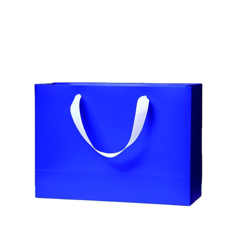 Wholesale Luxury Matte White Black Horizontal Paper Gift Bags Custom Printed Reusable Shopping Bags with Ribbon Handle Tie Use