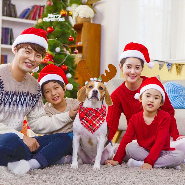 Amaz High Quality Christmas Triangle Pet Scarf Plaid Dog Bandanas