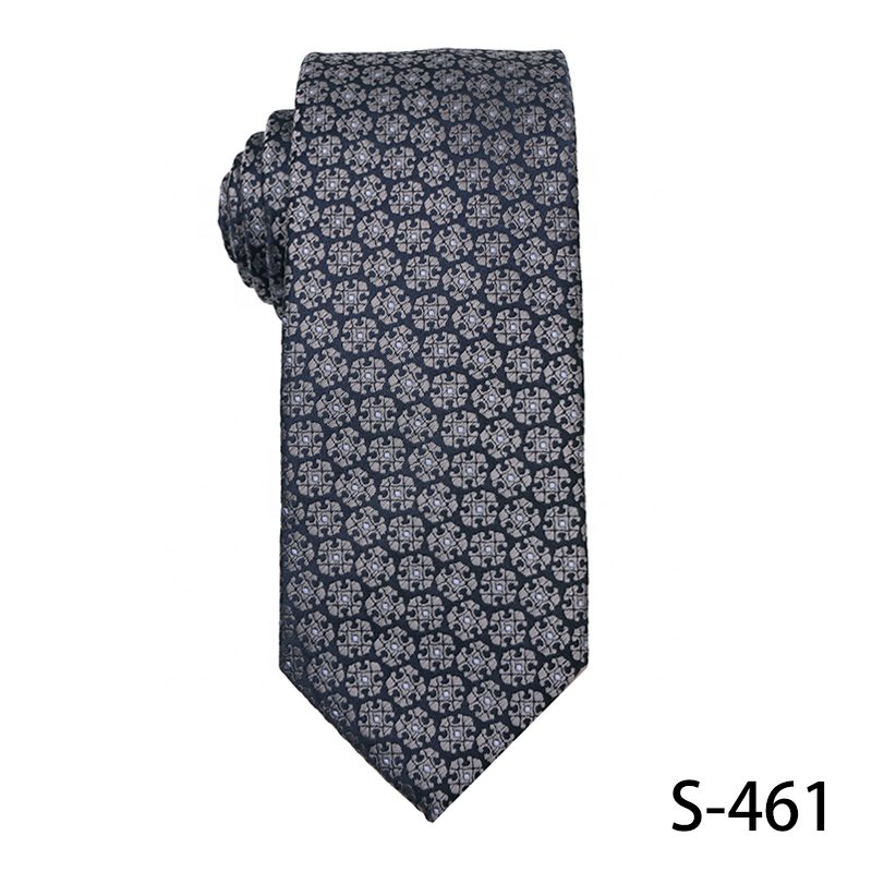Promotional latest hot sale men's 100% polyester jacquard tie, necktie for man navy blue Shengzhou tie manufacturer