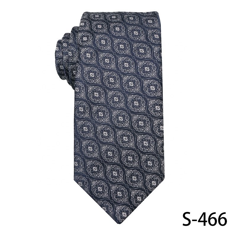 Promotional latest hot sale men's 100% polyester jacquard tie, necktie for man navy blue Shengzhou tie manufacturer