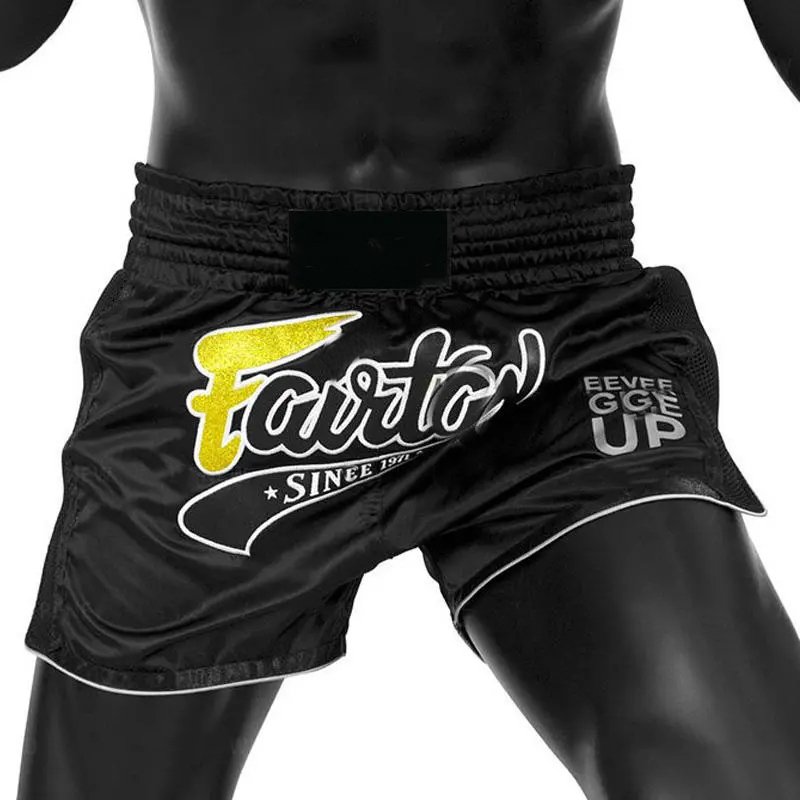 Custom logo gym running muay thai shorts chenille embroidery polyester sports thailand martial arts wear boxing shorts