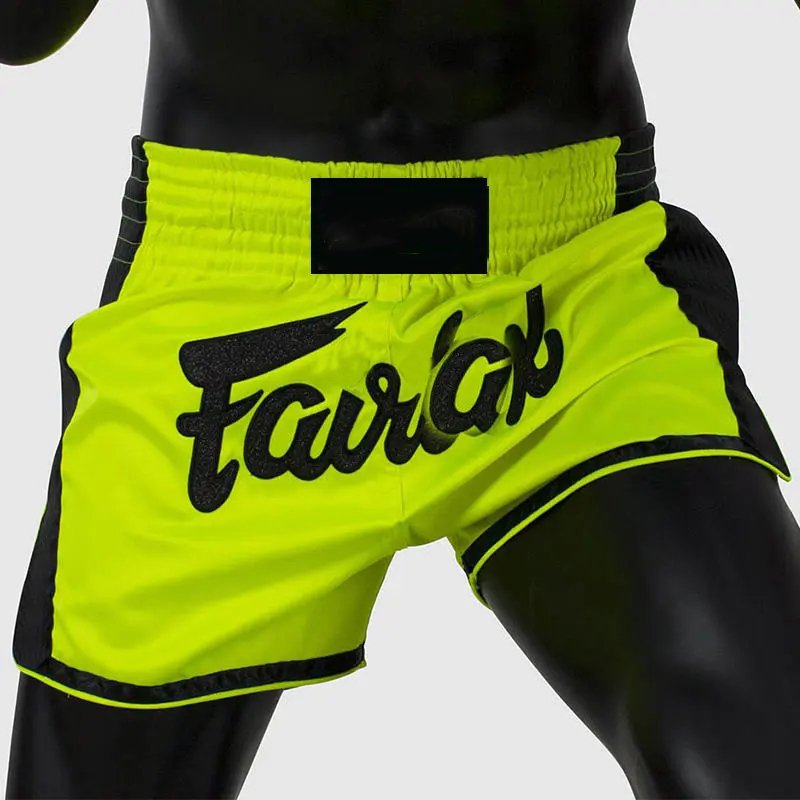 Custom logo gym running muay thai shorts chenille embroidery polyester sports thailand martial arts wear boxing shorts