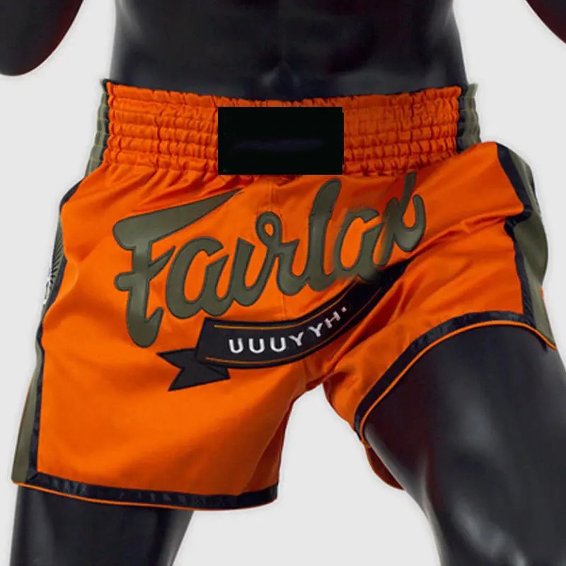 Custom logo gym running muay thai shorts chenille embroidery polyester sports thailand martial arts wear boxing shorts