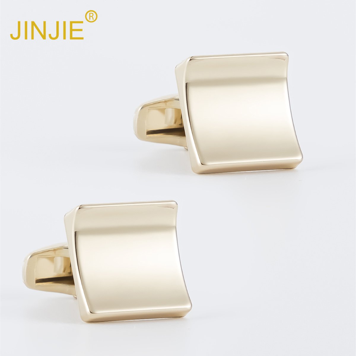 2024 Ready to ship low price fashion gold plated design Cambered surface cufflink tie clip set for men luxury