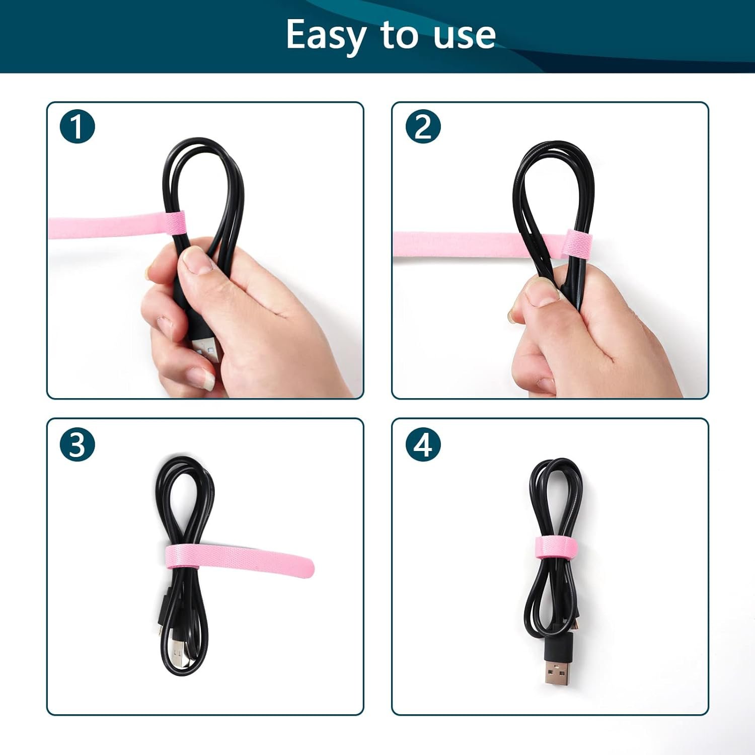 Custom Logo Self Adhesive Earphone Nylon Back To Back Hook Loop Cable Tie