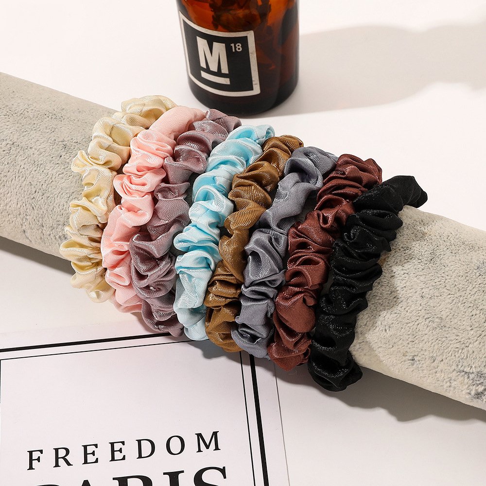 Satin Silk Scrunchies Solid Color Slender Elastic Hair Tie for Women Girl Hair Ponytail Holder Hairband Accessories