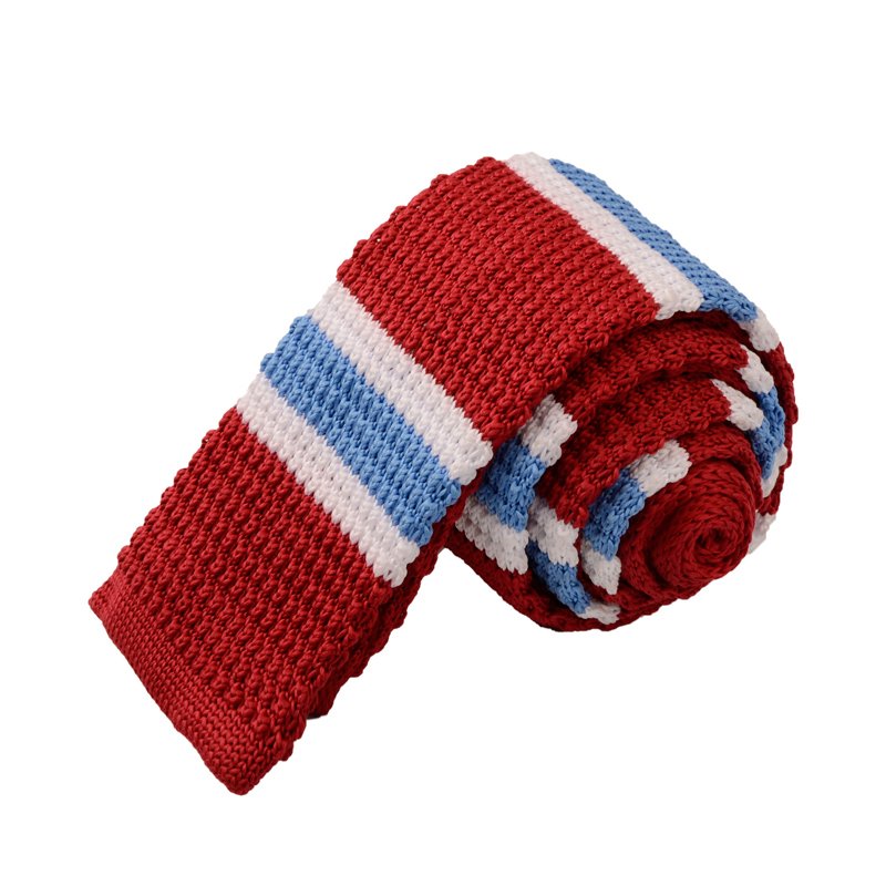 OEM/ODM Men's Handmade 100% Polyester Stripe Casual Neclkties Custom Logo Mens Knit Neck Ties