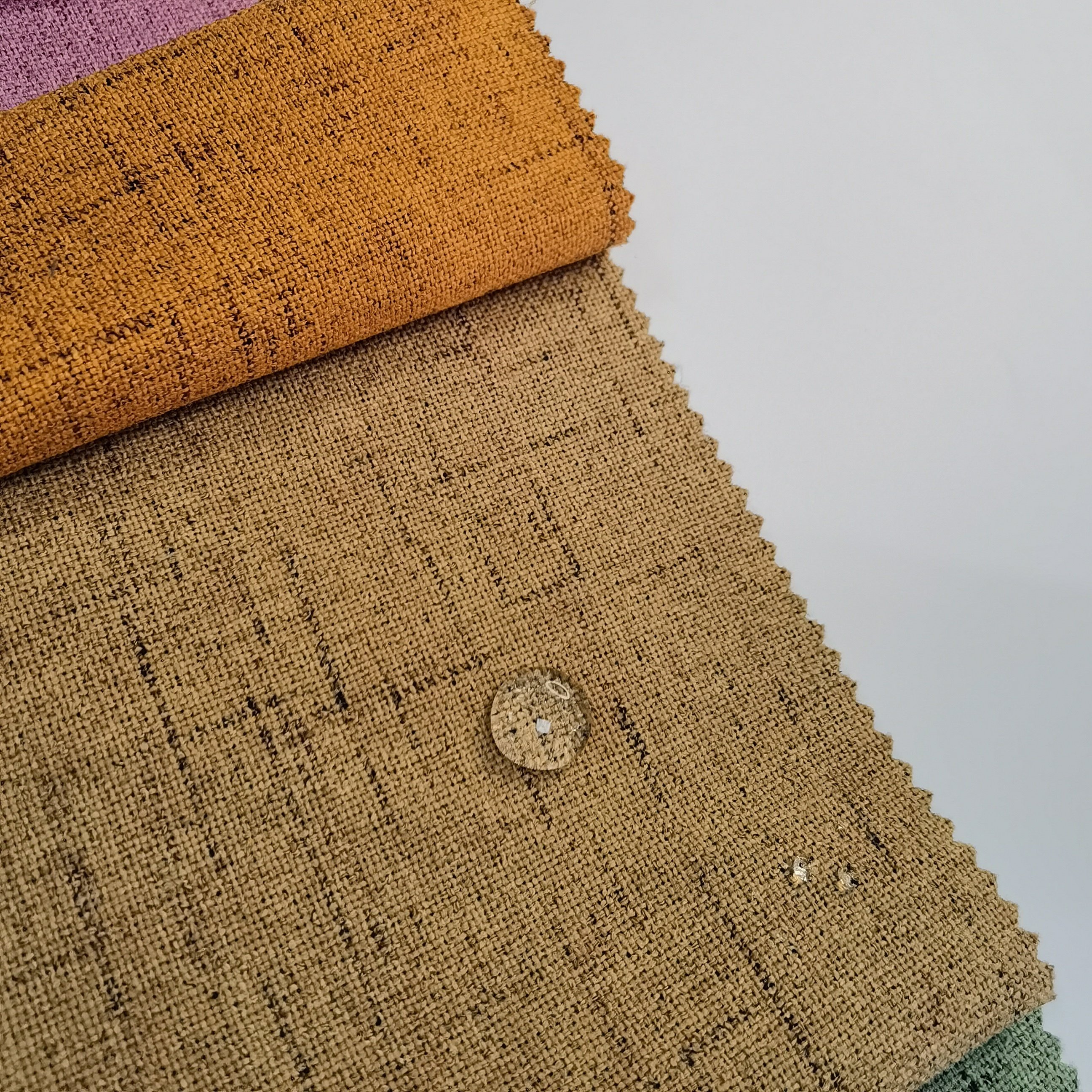 3 Pass Gray Coating Textured Linen Slub Blackout Fabric for Curtains
