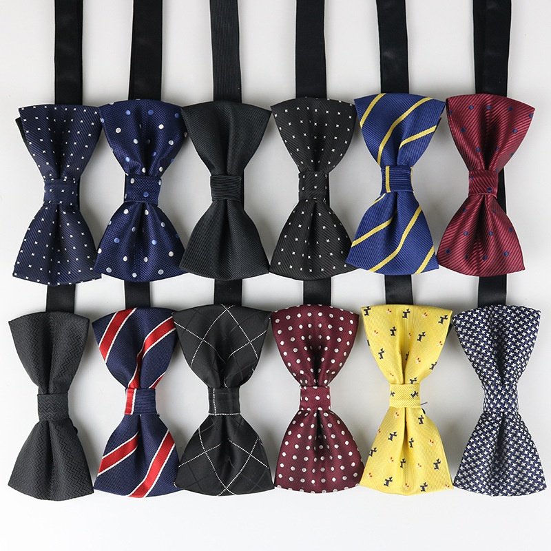Hot sale cheap low moq 52 patterns fashion polyester jacquard hardware lot stocks mens bow ties