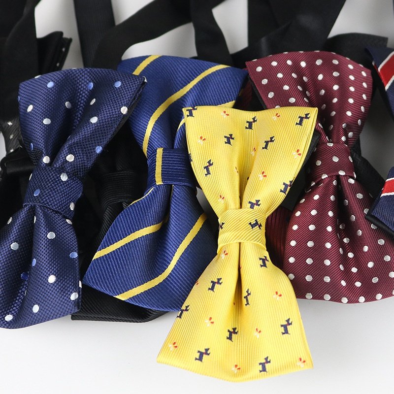 Hot sale cheap low moq 52 patterns fashion polyester jacquard hardware lot stocks mens bow ties