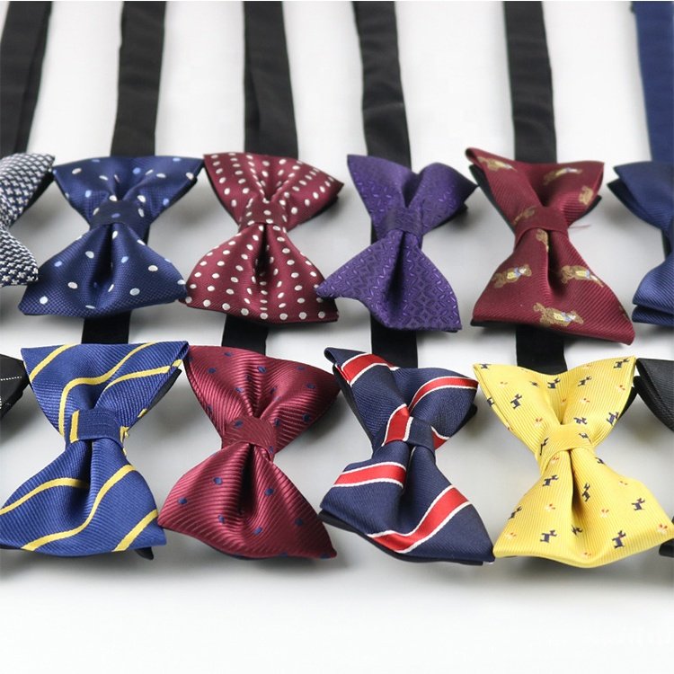 Hot sale cheap low moq 52 patterns fashion polyester jacquard hardware lot stocks mens bow ties