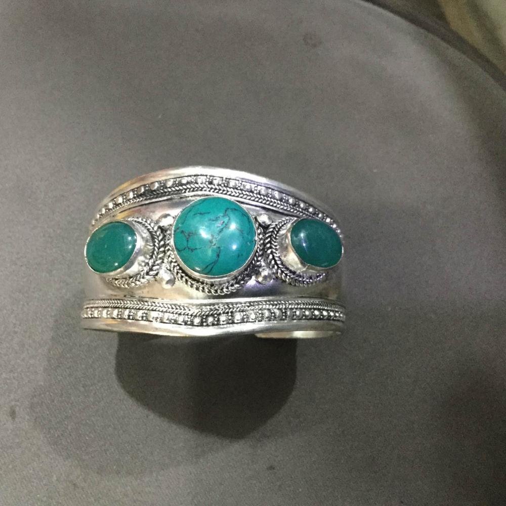 Classic White Metal Cuff Handmade Tie Clip Set Turquoise Copper Alloy Gift Engagement Anniversary Party Buddhism Cuff Links