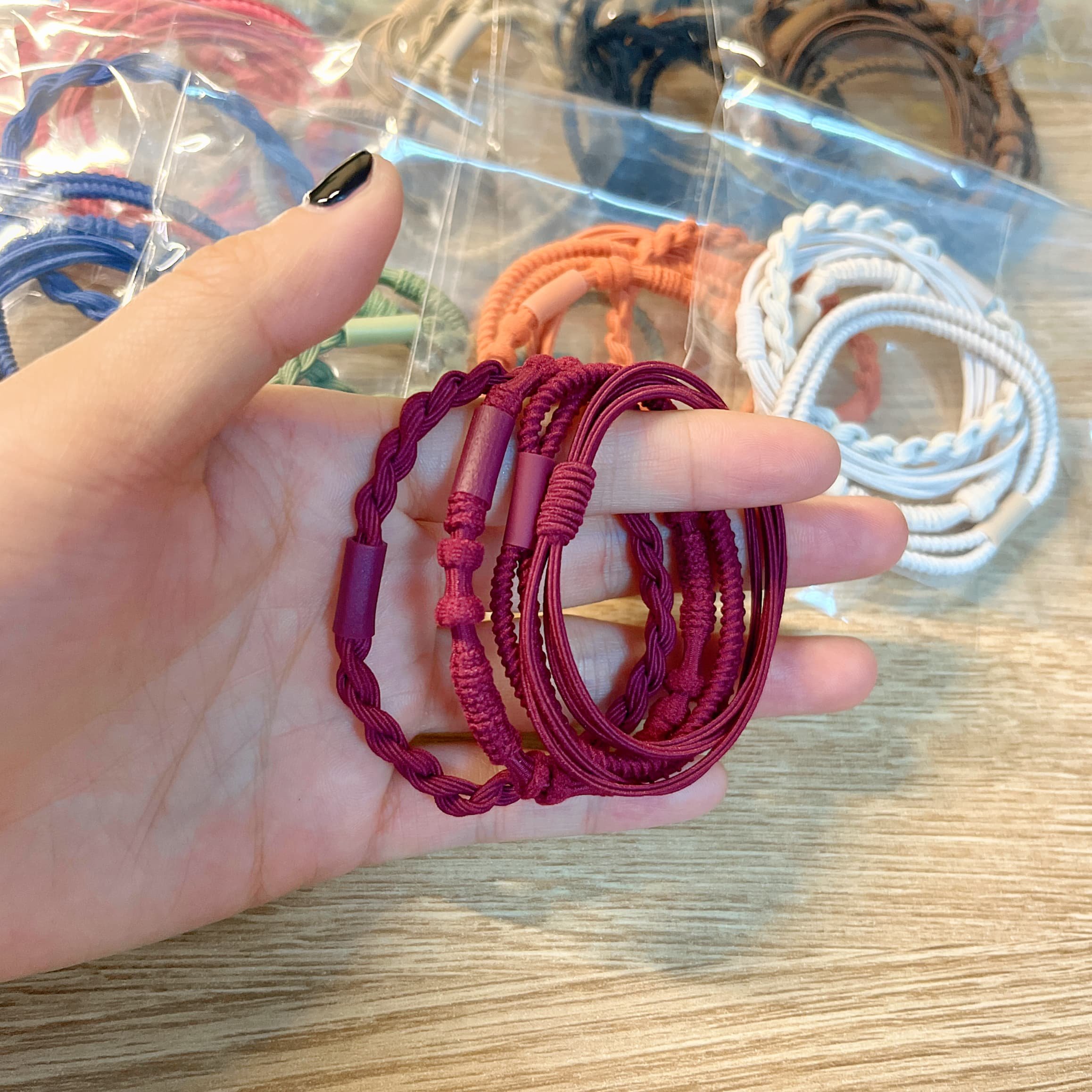 Wholesale 4 Pcs New Bohemian Style Braided Boho Hair Ties Women Multi Color fashion boho twist original hair tie bracelets