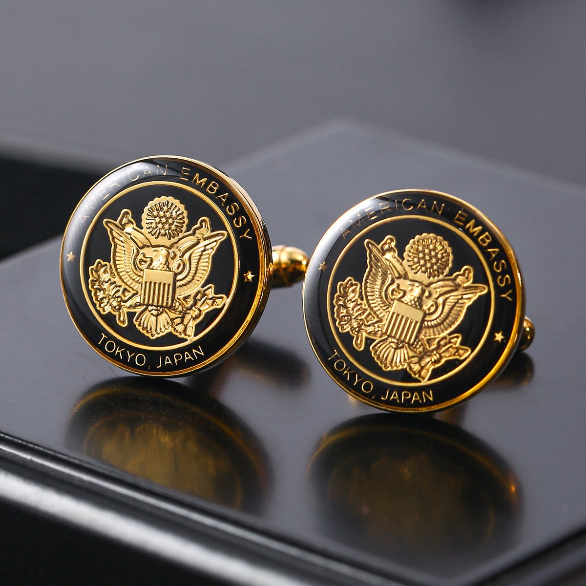 Wholesale Gold Plated Make Custom Logo Epoxy Doming Metal Cufflinks High Quality Zinc Alloy Cufflinks for Men Luxury Presents