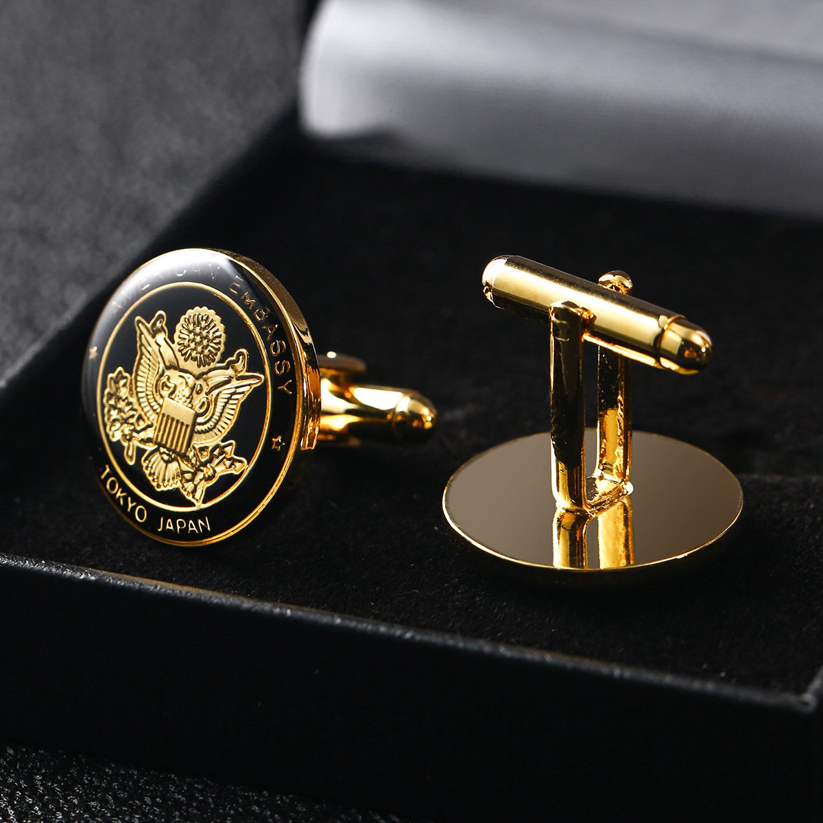 Wholesale Gold Plated Make Custom Logo Epoxy Doming Metal Cufflinks High Quality Zinc Alloy Cufflinks for Men Luxury Presents