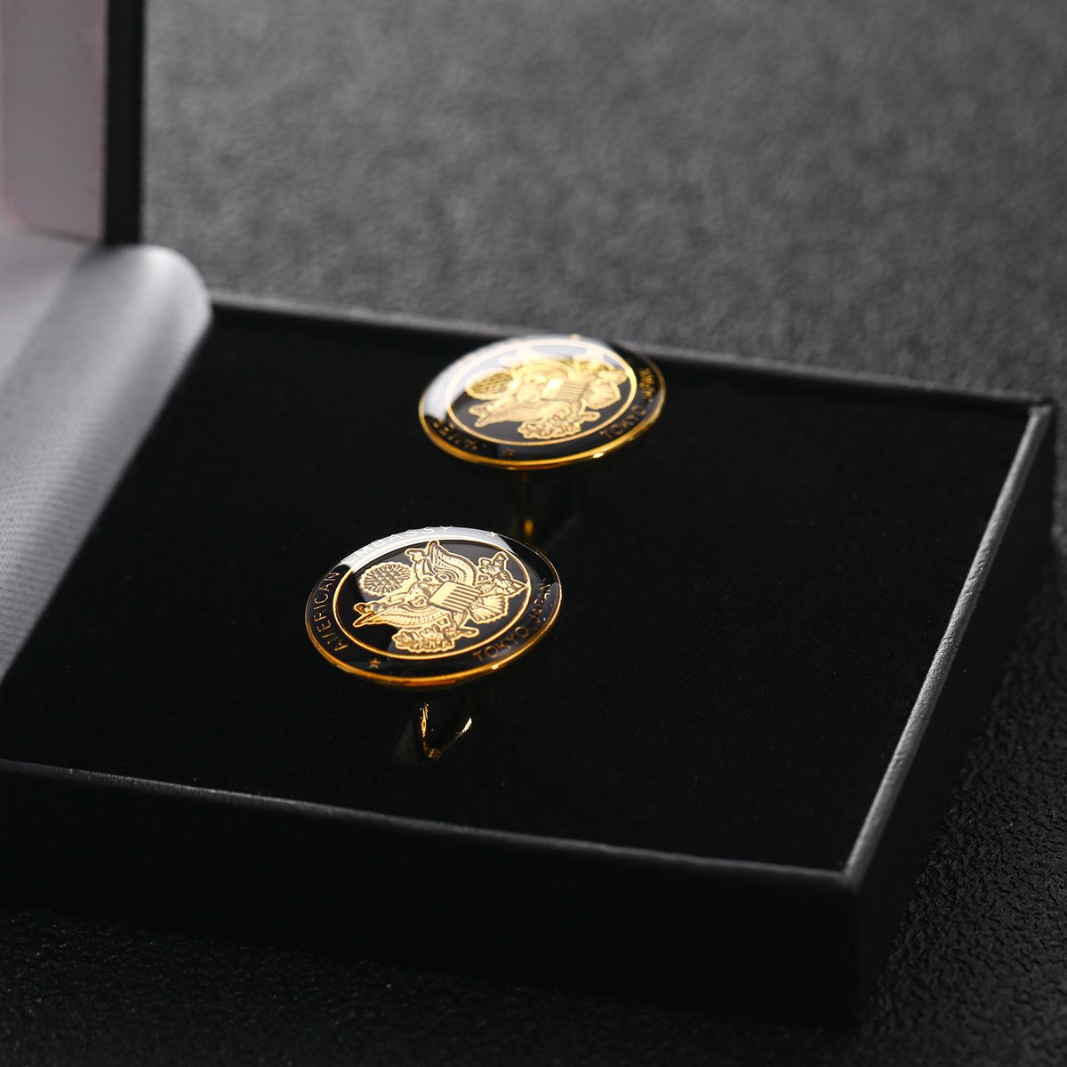Wholesale Gold Plated Make Custom Logo Epoxy Doming Metal Cufflinks High Quality Zinc Alloy Cufflinks for Men Luxury Presents