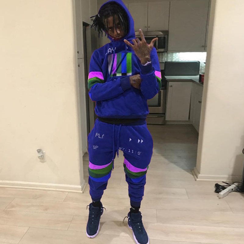 high quality stacked sweatsuits men stacked sweat pants and hoodie winter joggers set