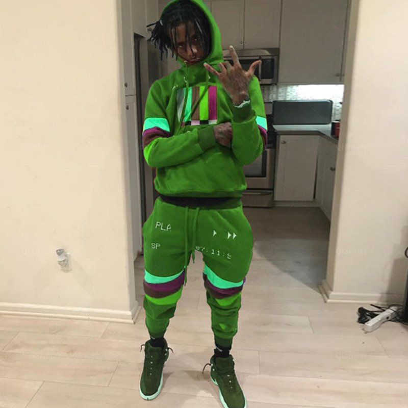 high quality stacked sweatsuits men stacked sweat pants and hoodie winter joggers set