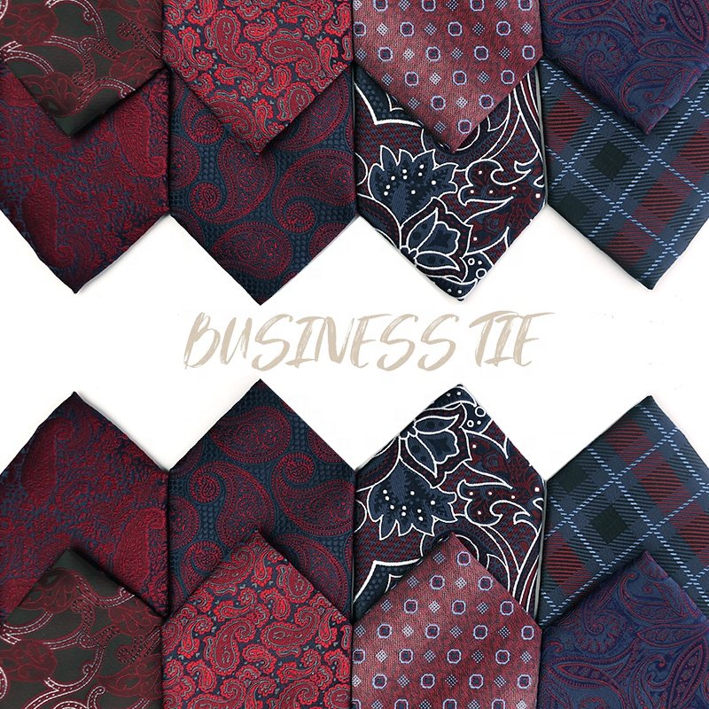 Fashion Floral Paisley Polyester Jacquard Woven Tie High Quality Italian Polyester Wine Red Tie, Micro Tie For Weddings