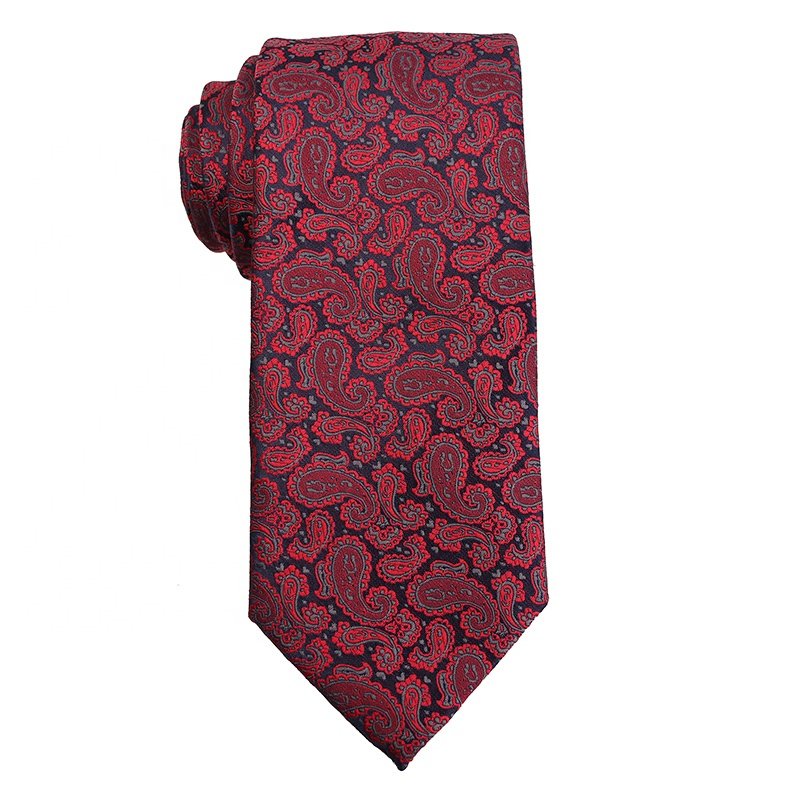 Fashion Floral Paisley Polyester Jacquard Woven Tie High Quality Italian Polyester Wine Red Tie, Micro Tie For Weddings