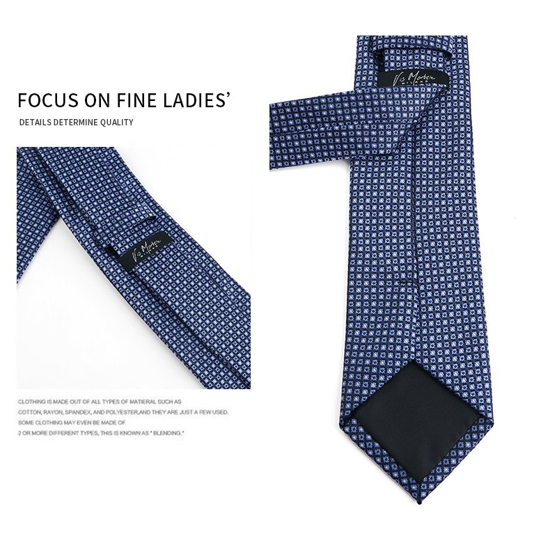 Navy Blue Handmade Factory China Low MOQ ODM OEM High Quality Fashion 100% Polyester Fabric Wholesale Neck Tie