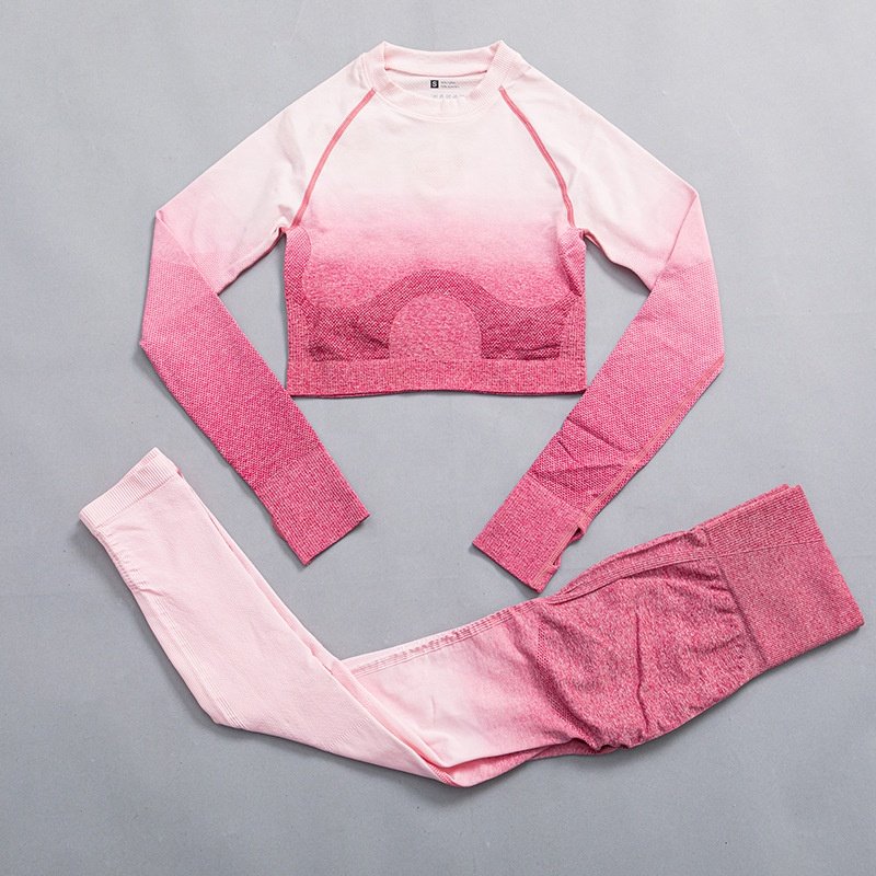 Wholesale Tie-dye Sportswear Yoga Suit and Clothes 7-color Gradient Outdoor Running Breathable Sweat-absorbent Sports Yoga Set